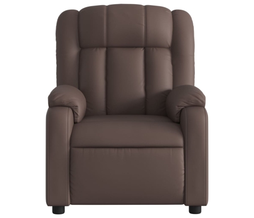 Sillón reclinable eléctrico de cuero sintético marrón