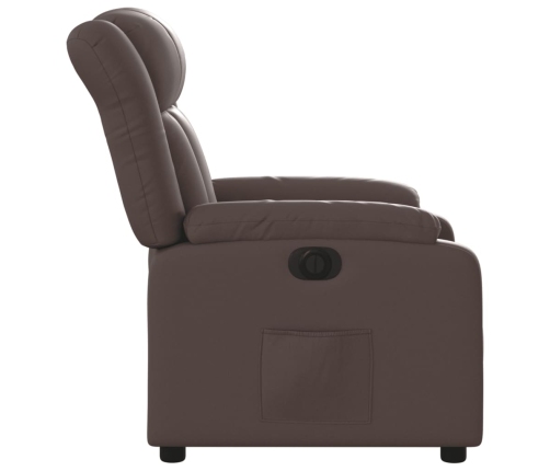 Sillón reclinable eléctrico de cuero sintético marrón