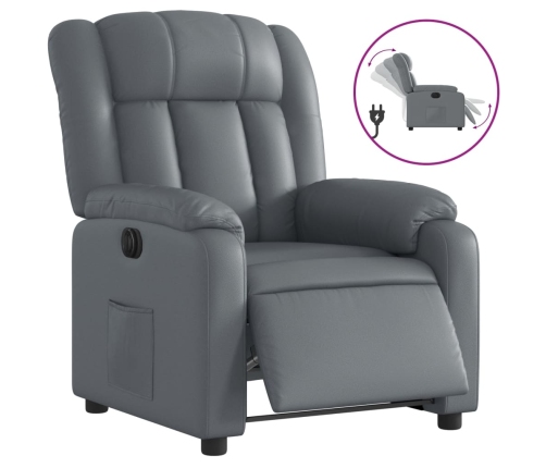 Sillón reclinable eléctrico de cuero sintético gris