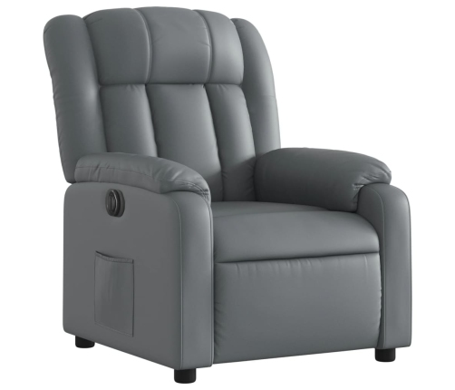 Sillón reclinable eléctrico de cuero sintético gris