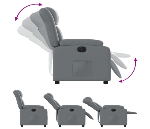 Sillón reclinable eléctrico de cuero sintético gris