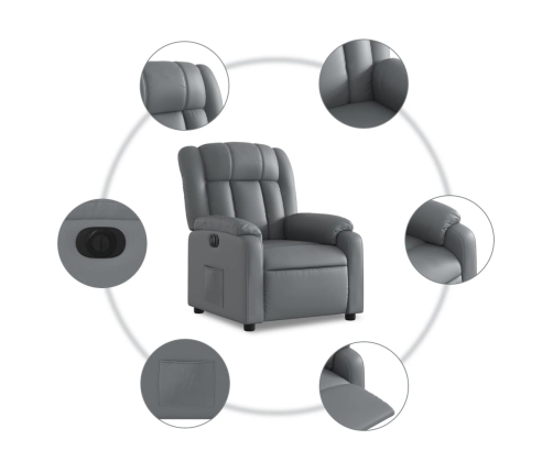 Sillón reclinable eléctrico de cuero sintético gris