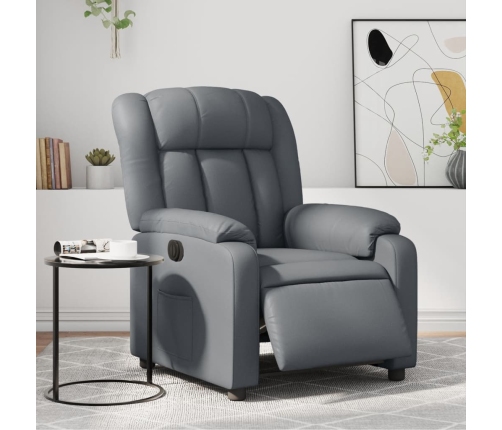 Sillón reclinable eléctrico de cuero sintético gris