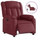 Sillón reclinable eléctrico de cuero sintético rojo tinto