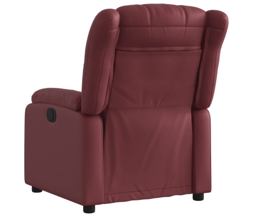 Sillón reclinable eléctrico de cuero sintético rojo tinto