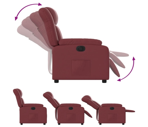 Sillón reclinable eléctrico de cuero sintético rojo tinto