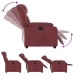 Sillón reclinable eléctrico de cuero sintético rojo tinto