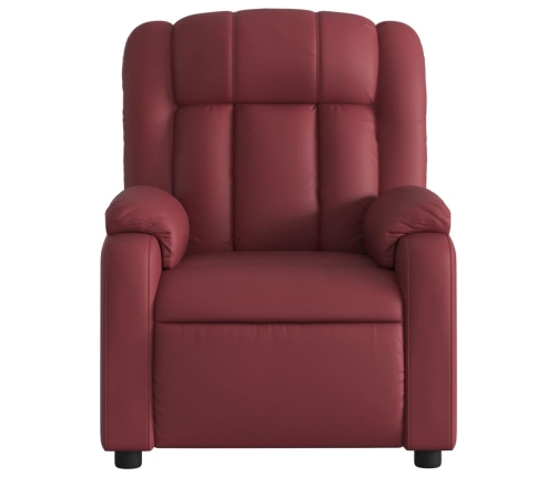 Sillón reclinable eléctrico de cuero sintético rojo tinto