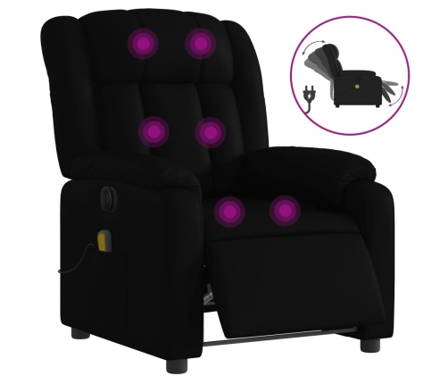 Sillón de masaje reclinable eléctrico cuero sintético negro