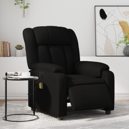 Sillón de masaje reclinable eléctrico cuero sintético negro