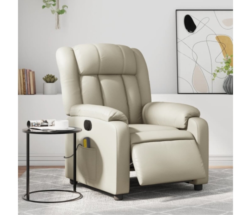 Sillón de masaje reclinable eléctrico cuero sintético crema