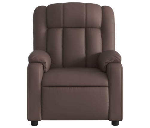 Sillón de masaje reclinable eléctrico cuero sintético marrón