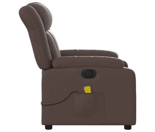 Sillón de masaje reclinable eléctrico cuero sintético marrón