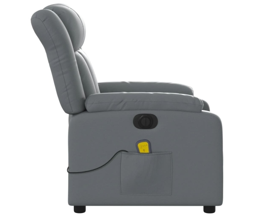 Sillón de masaje reclinable eléctrico cuero sintético gris