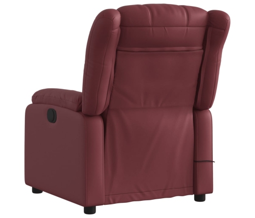 Sillón masaje reclinable eléctrico cuero sintético rojo tinto