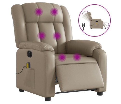 Sillón reclinable de masaje eléctrico cuero sintético capuchino