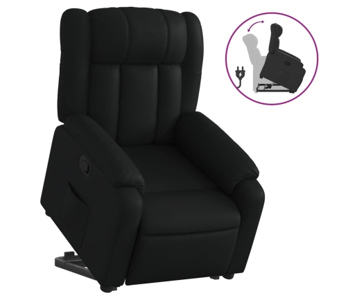 Sillón reclinable elevable cuero artificial negro