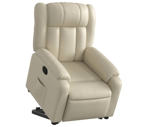 Sillón reclinable elevable cuero artificial color crema