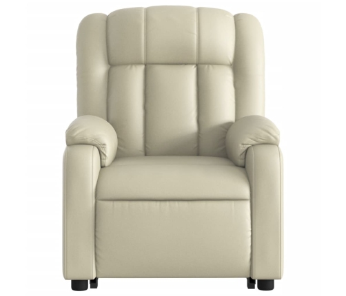 Sillón reclinable elevable cuero artificial color crema