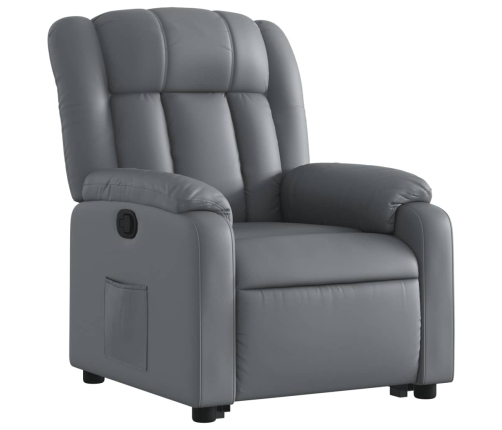 Sillón reclinable elevable cuero artificial gris