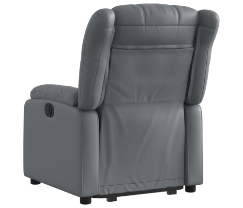 Sillón reclinable elevable cuero artificial gris