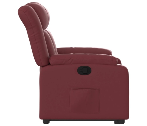 Sillón reclinable elevable cuero artificial rojo tinto