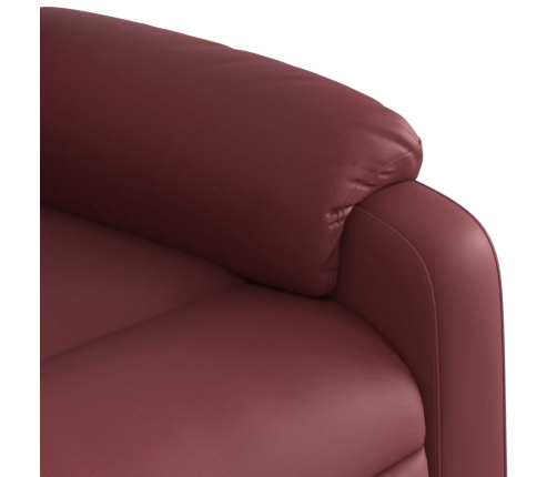 Sillón reclinable elevable cuero artificial rojo tinto