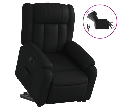 Sillón reclinable elevable eléctrico de cuero sintético negro