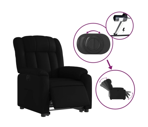 Sillón reclinable elevable eléctrico de cuero sintético negro