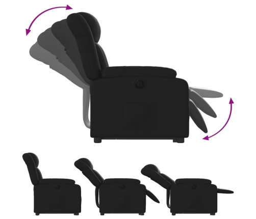 Sillón reclinable elevable eléctrico de cuero sintético negro