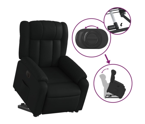 Sillón reclinable elevable eléctrico de cuero sintético negro