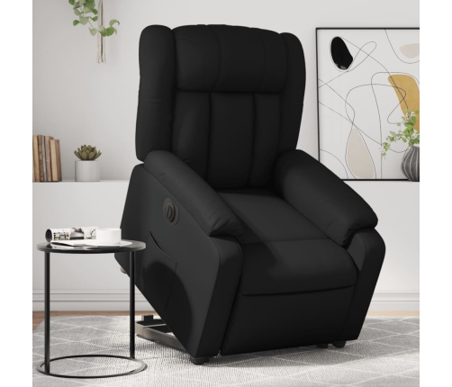 Sillón reclinable elevable eléctrico de cuero sintético negro