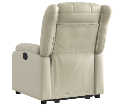 Sillón reclinable elevable eléctrico de cuero sintético crema