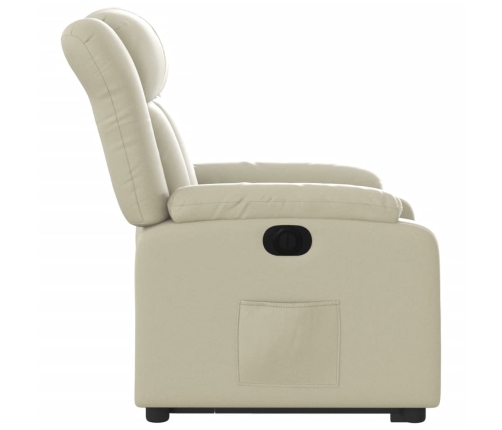 Sillón reclinable elevable eléctrico de cuero sintético crema