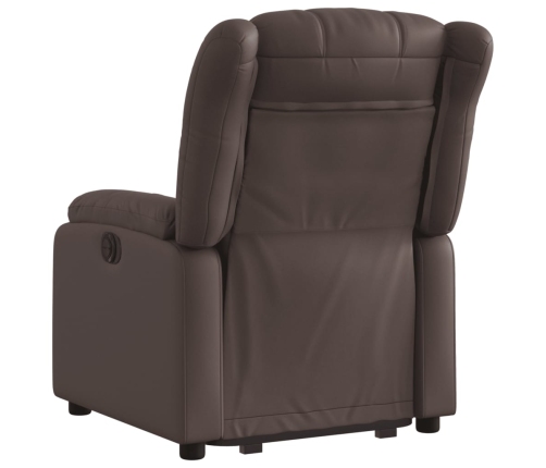 Sillón reclinable elevable eléctrico de cuero sintético marrón