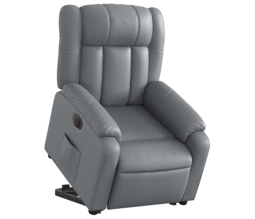 Sillón reclinable elevable eléctrico de cuero sintético gris