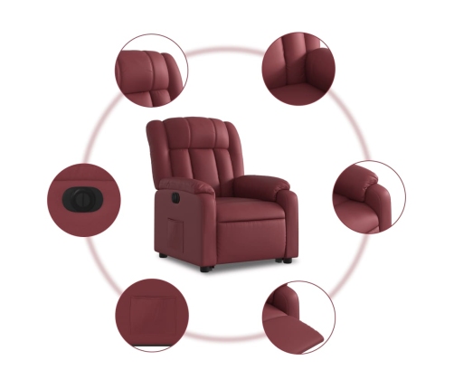 Sillón elevable eléctrico cuero artificial rojo tinto