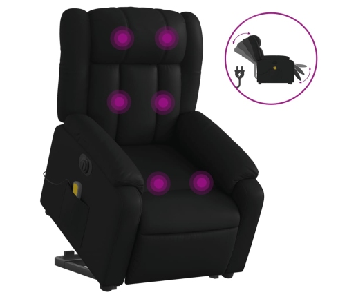 Sillón de masaje elevable eléctrico cuero sintético negro