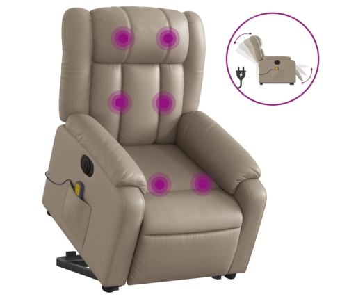 Sillón reclinable de masaje eléctrico cuero sintético capuchino