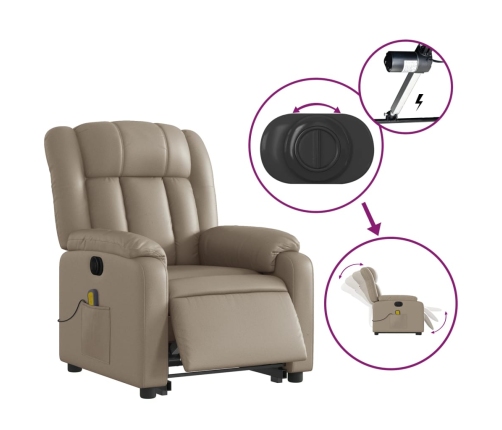 Sillón reclinable de masaje eléctrico cuero sintético capuchino