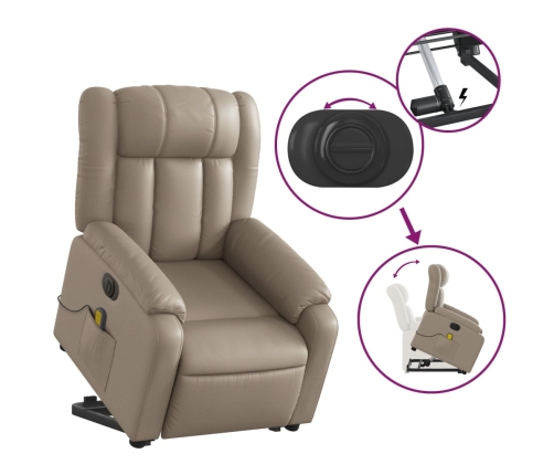 Sillón reclinable de masaje eléctrico cuero sintético capuchino