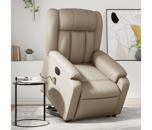 Sillón reclinable de masaje eléctrico cuero sintético capuchino