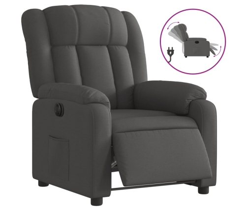 Sillón reclinable eléctrico de tela gris oscuro