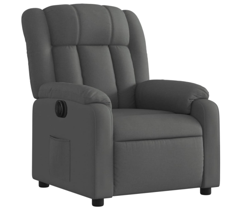 Sillón reclinable eléctrico de tela gris oscuro