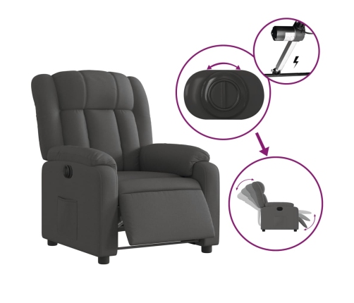 Sillón reclinable eléctrico de tela gris oscuro