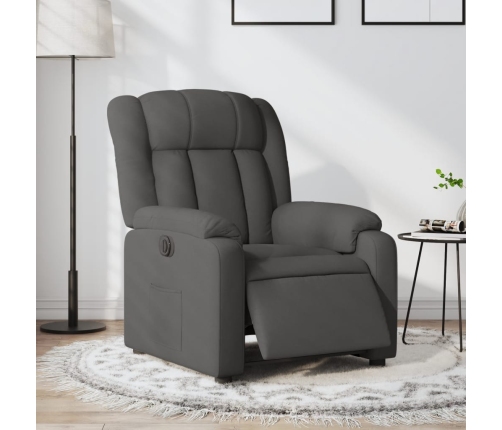 Sillón reclinable eléctrico de tela gris oscuro