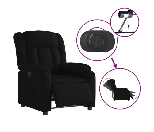 Sillón reclinable eléctrico de tela negro