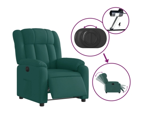 Sillón reclinable eléctrico tela verde oscuro