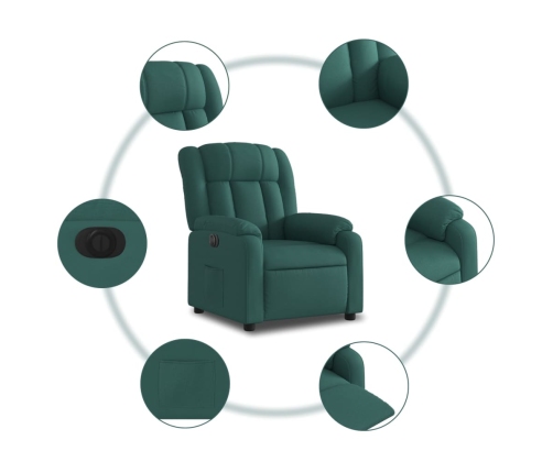 Sillón reclinable eléctrico tela verde oscuro