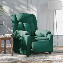 Sillón reclinable eléctrico tela verde oscuro